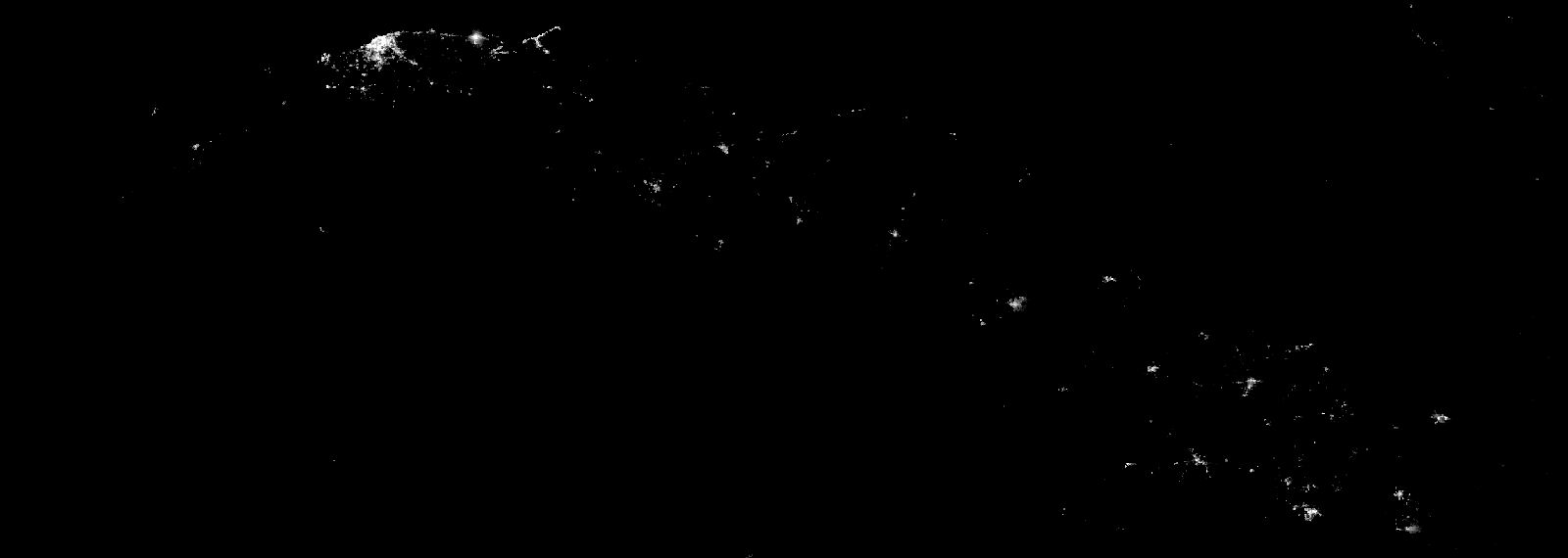 Imagen de satélite de Cuba de noche, con las luces que se ven desde el espacio