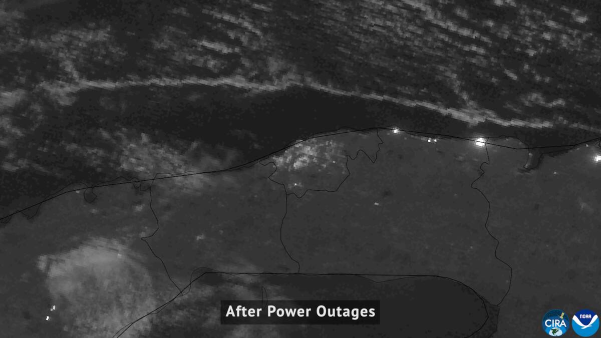 Imagen nocturna de satélite del occidente de Cuba la noche del 4 al 5 de marzo de 2026, con La Habana casi a oscuras